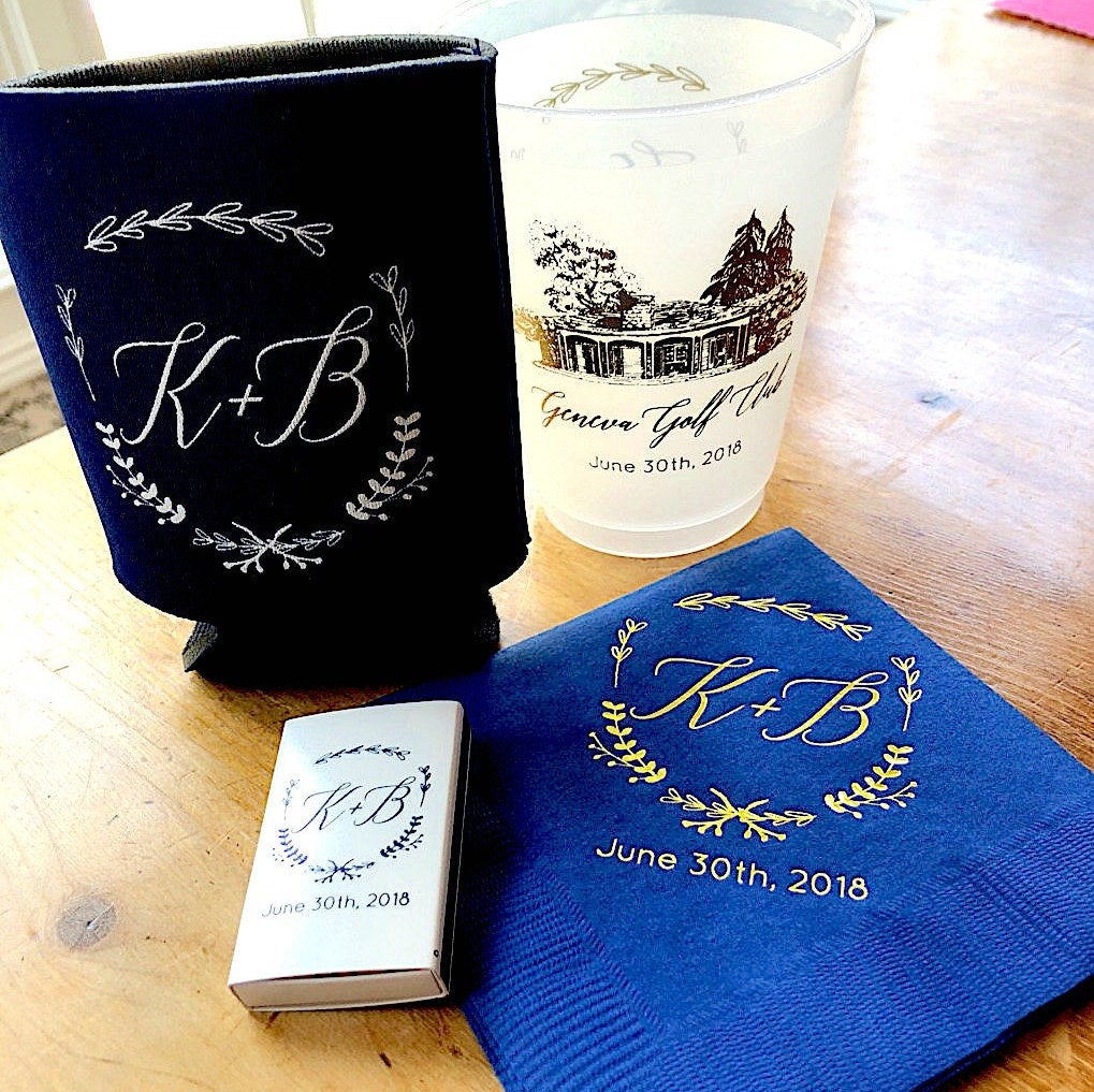 Custom Wedding Venue Drawing Can Coolers