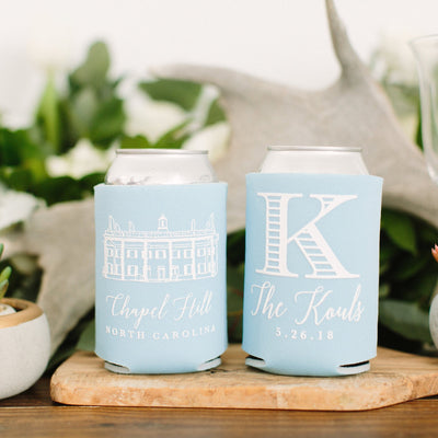Wedding Venue Drawing Can Coolers