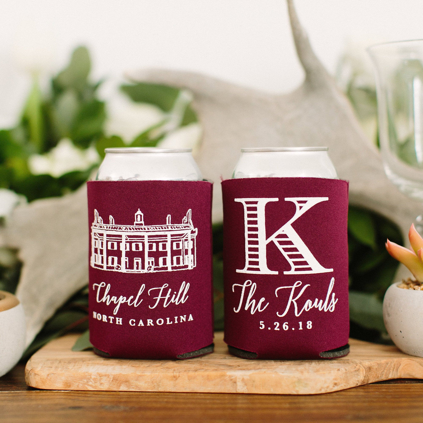 Custom Wedding Venue Drawing Can Coolers