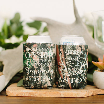 The Hunt is Over Rustic Wedding Can Coolers #1915
