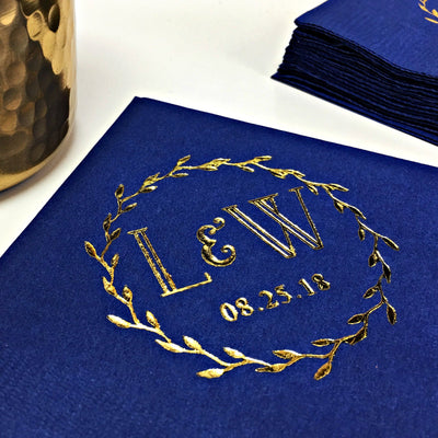 Dog Silhouette Wedding Beverage Napkins