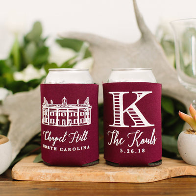 Custom Wedding Venue Drawing Can Cooler