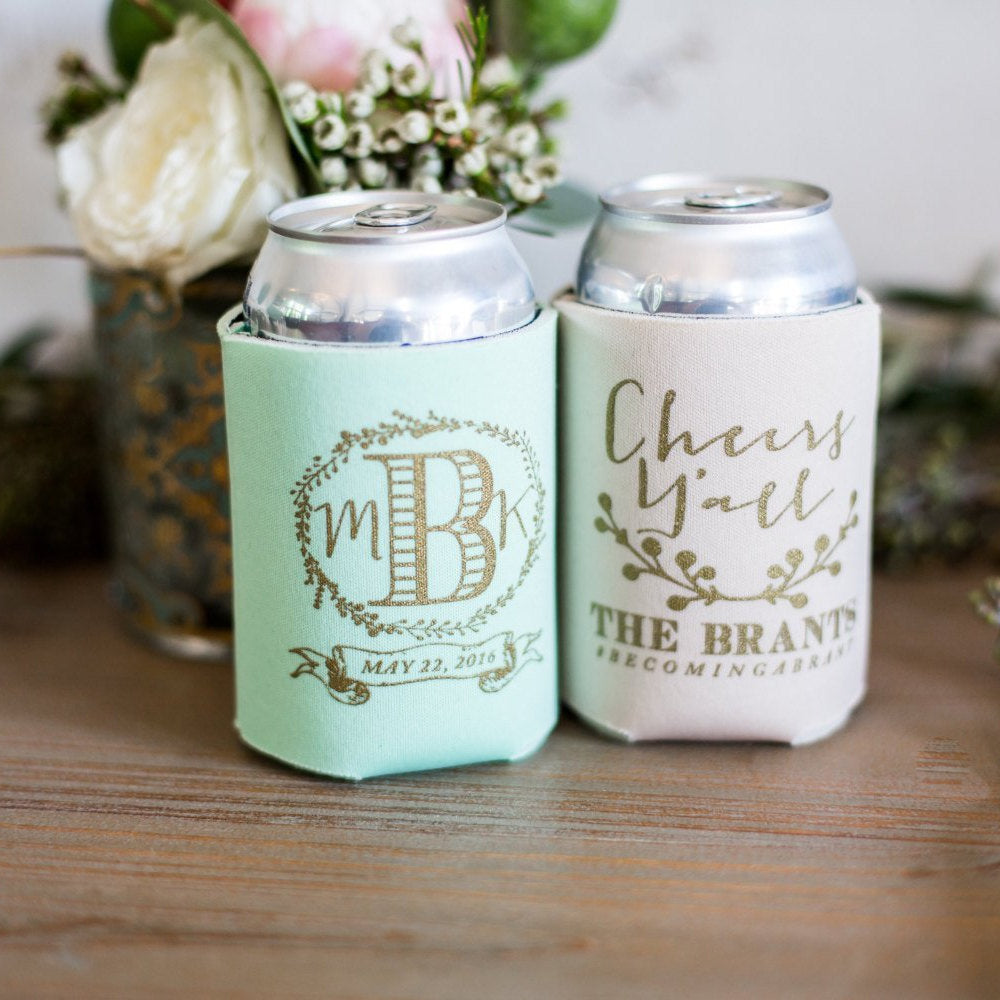 Cheers Y'all Personalized Wedding Can Coolers #1024