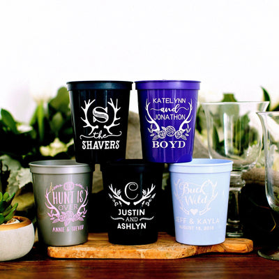 Floral Monogrammed Wedding Stadium Cup Design #1055