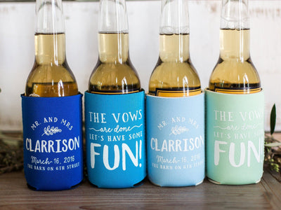 Floral Wreath Wedding Can Coolers #1937