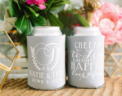 Love Laughter Happily Ever After Wedding Can Coolers #1072