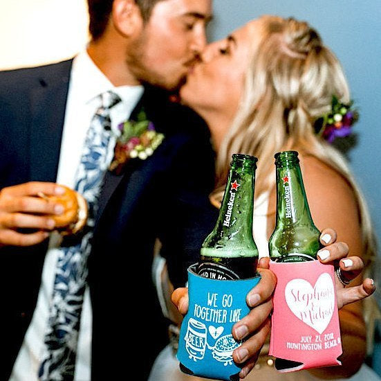 Pizza and Beer Wedding Can Coolers #1844