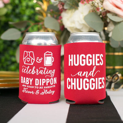 Huggies and Chuggies Baby Shower Can Coolers #1195