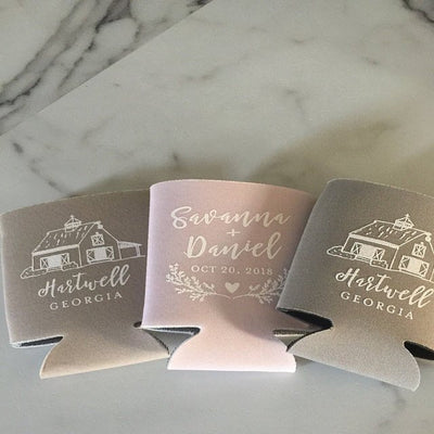 Custom Wedding Venue Drawing Can Cooler