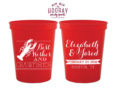 Best Wishes Crawfishes Engagement Party Stadium Cups #1945