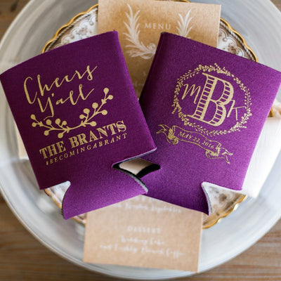 Cheers Y'all Personalized Wedding Can Coolers #1024
