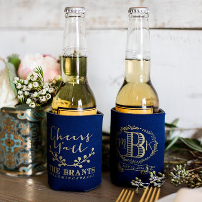 Cheers Y'all Personalized Wedding Can Coolers #1024