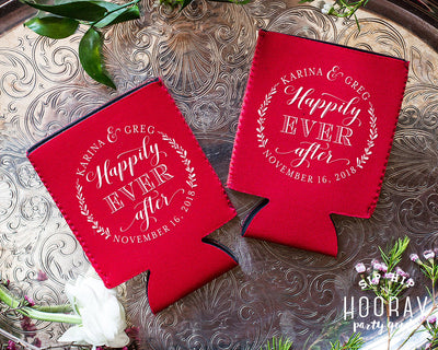 Happily Ever After Neoprene Wedding Can Coolers, #1934