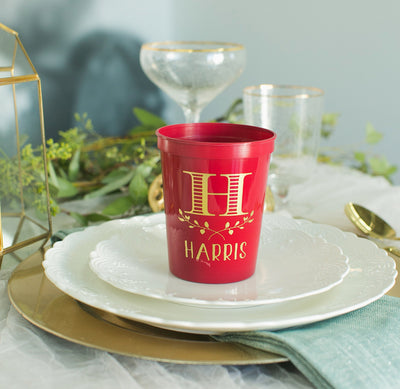 Floral Monogrammed Wedding Stadium Cup Design #1055