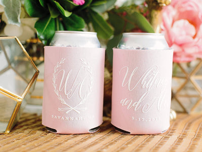 Floral Wreath Wedding Can Coolers #1937
