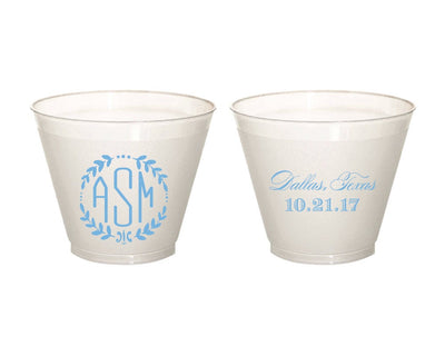 Custom Wreath Initials 9oz Wine Cups #1944