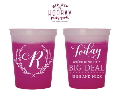 Custom Floral Monogrammed Color Changing Cups #1946