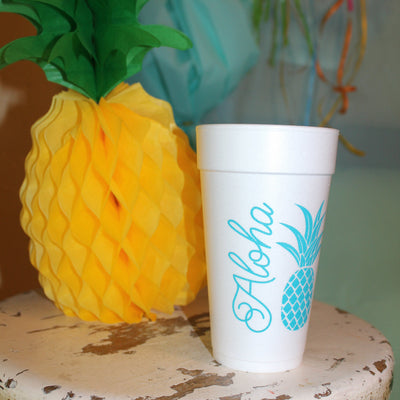 Floral Wreath Monogram Wedding Foam Cups #1962