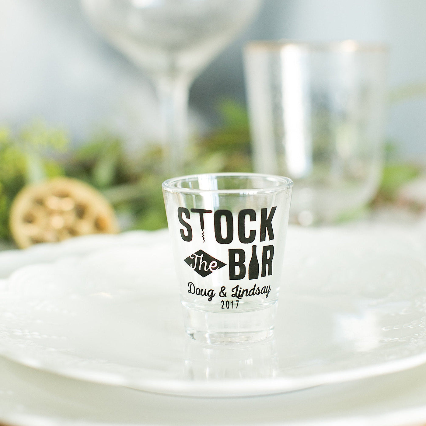 Elegant Greenery Monogram Shotglass #1962