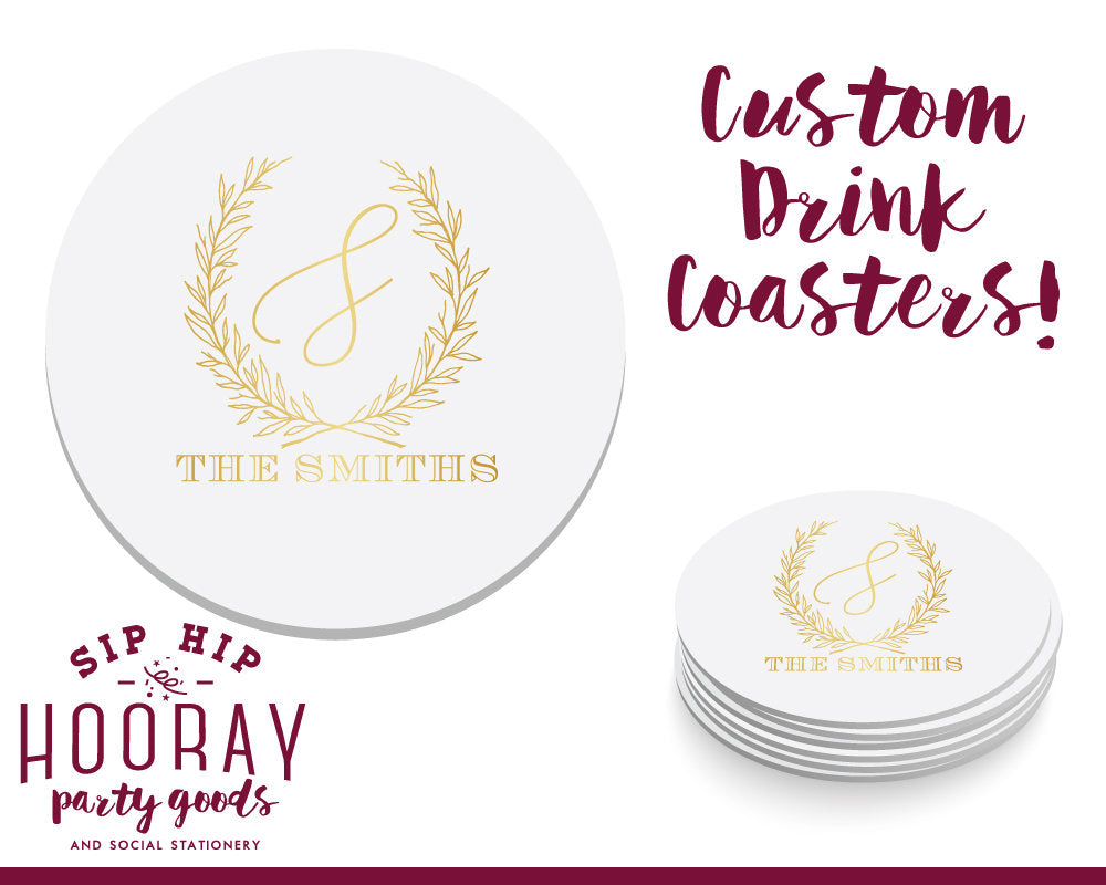 Greenery Monogram Coaster Design #1962