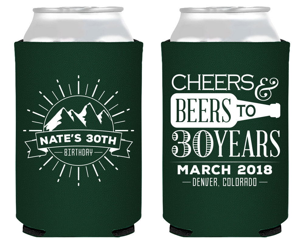 Cheers to 30 Years Mountain Birthday Can Coolers #1963