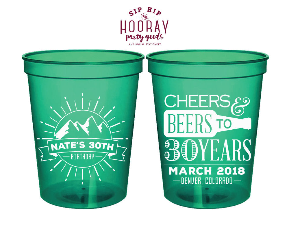 Cheers to 30 Yeasr Birthday Party Stadium Cups #1963