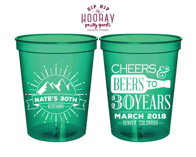 Cheers to 30 Yeasr Birthday Party Stadium Cups #1963