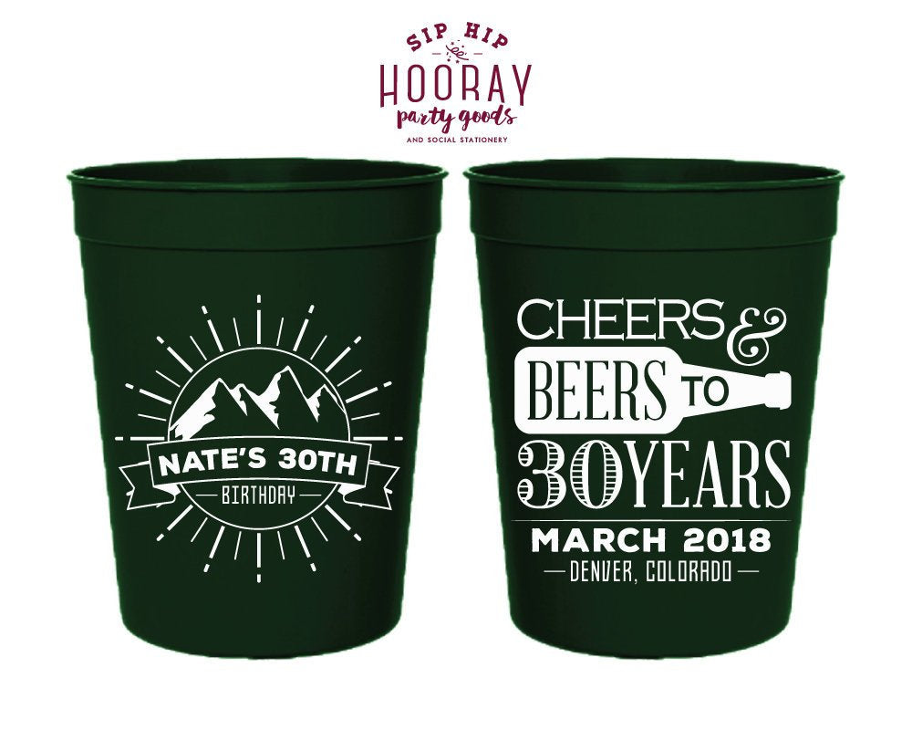 Cheers to 30 Yeasr Birthday Party Stadium Cups #1963