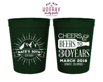 Cheers to 30 Yeasr Birthday Party Stadium Cups #1963