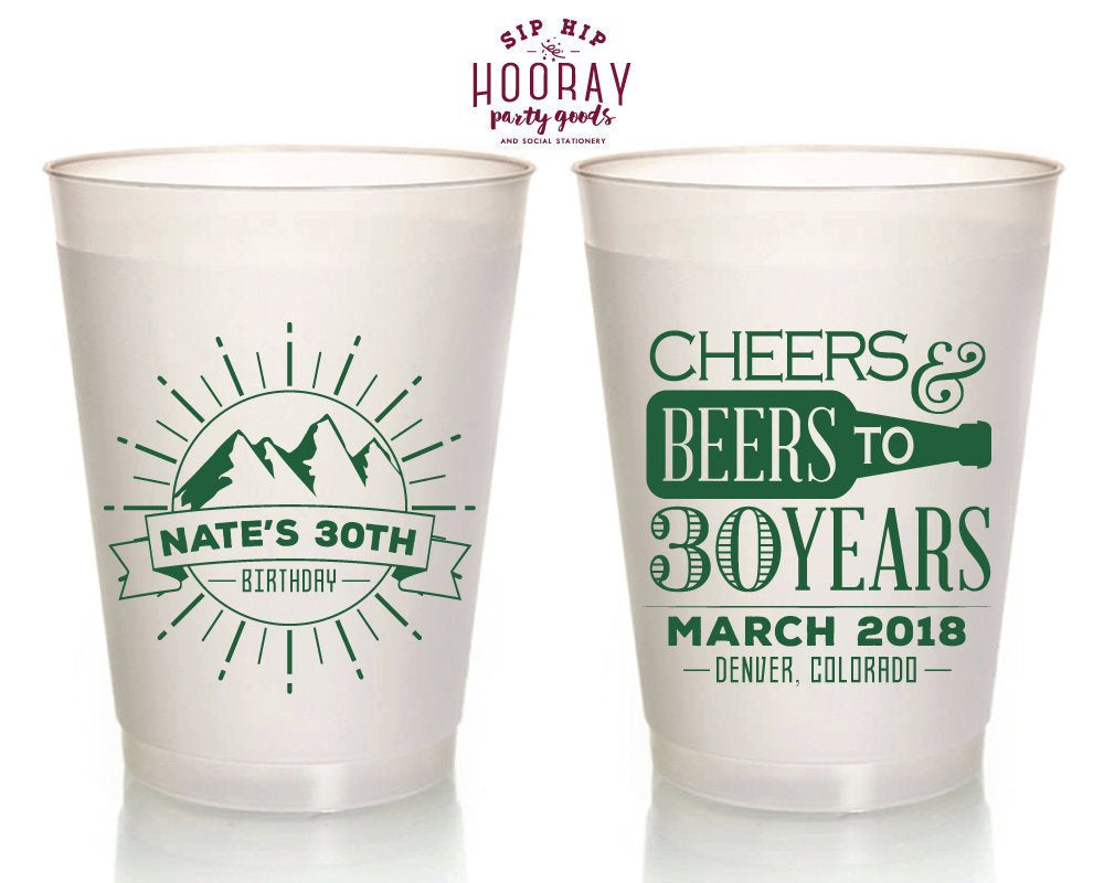 Cheers to 30 Years Birthday Party Frosted Cups #1963