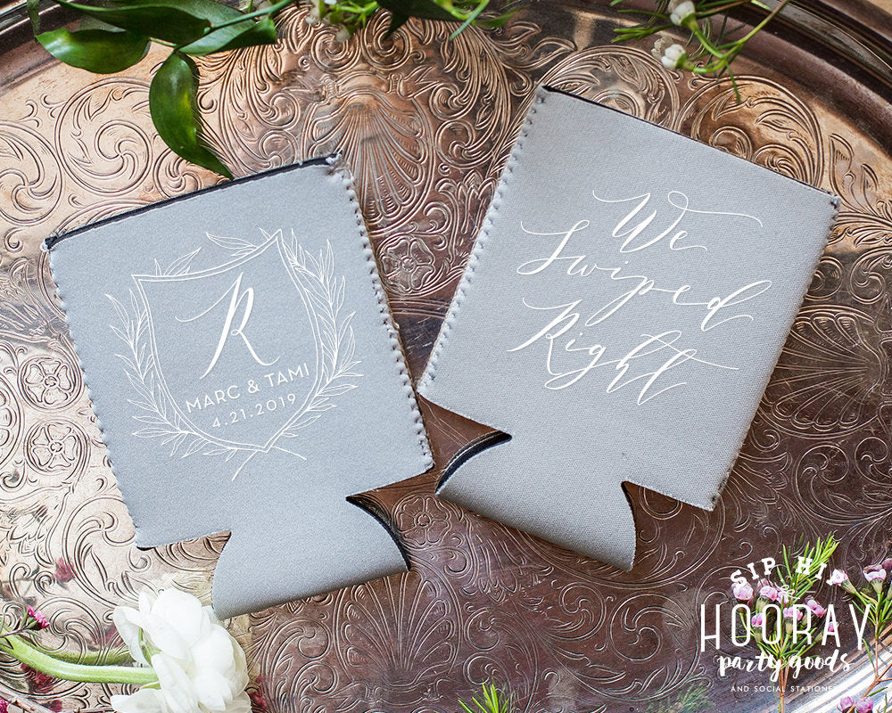 We Swiped Right Tinder Wedding Neoprene Can Coolers, #1967