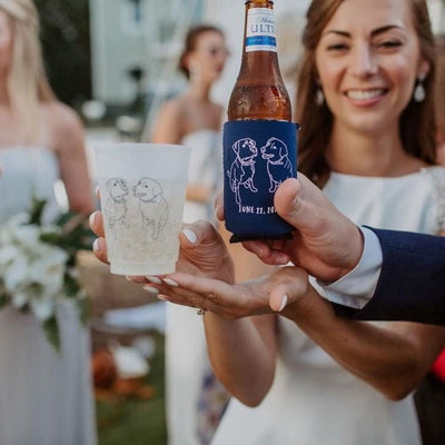 Custom Dog Drawing Can Coolers