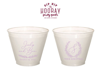 Floral Wreath Monogram 9oz Frosted Cups #1962
