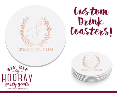 Greenery Monogram Coaster Design #1962