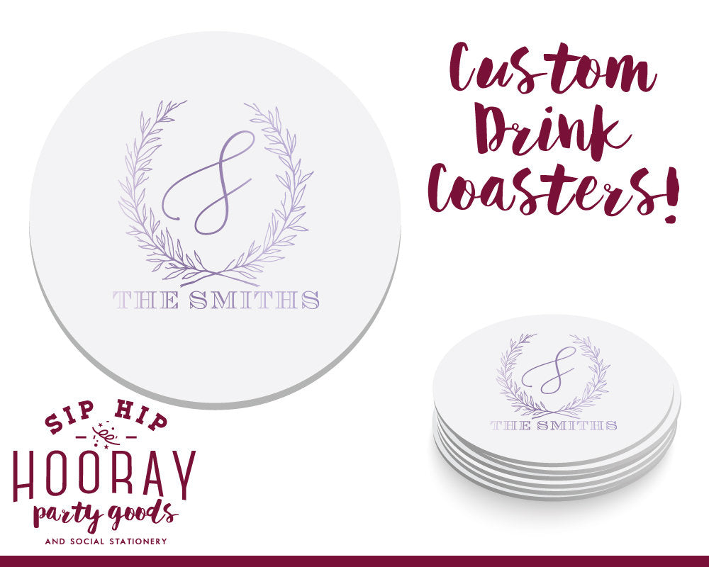 Greenery Monogram Coaster Design #1962