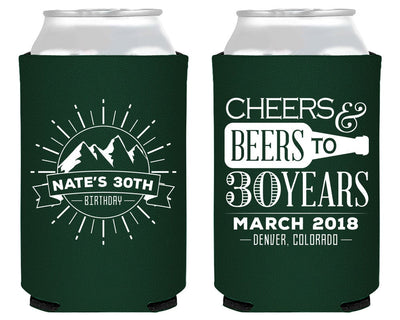 Neoprene Cheers to 30 Years Mountain Birthday Can Coolers #1963