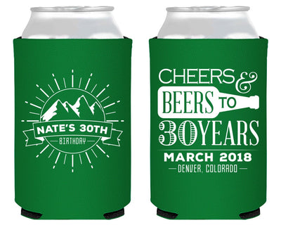 Cheers to 30 Years Mountain Birthday Can Coolers #1963