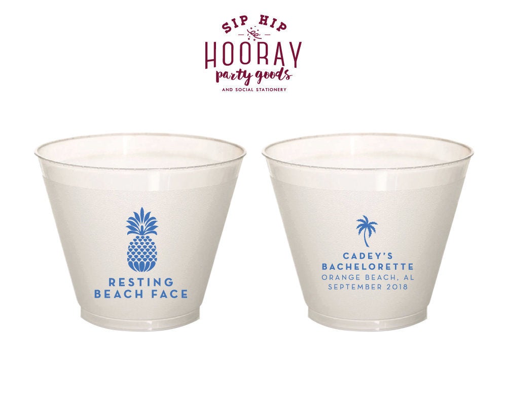 Resting Beach Face Pineapple Theme Bachelorette Party Frosted Cups, #1964