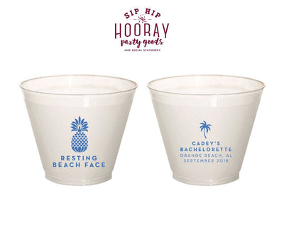Resting Beach Face Pineapple Theme Bachelorette Party Frosted Cups, #1964
