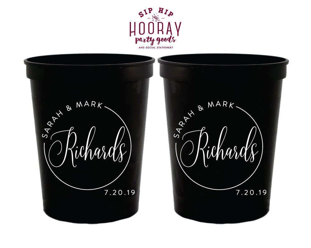 Simple Last Name Wedding Stadium Cups 1970