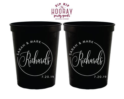 Simple Last Name Wedding Stadium Cups 1970
