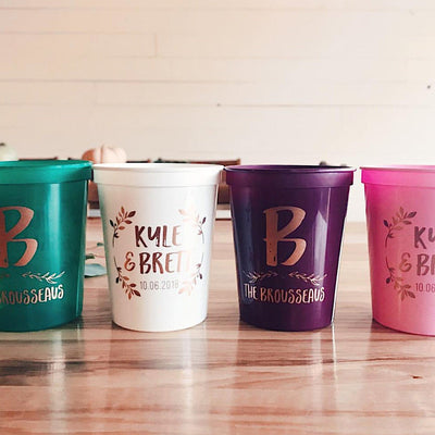 Simple Last Name Wedding Stadium Cups 1970