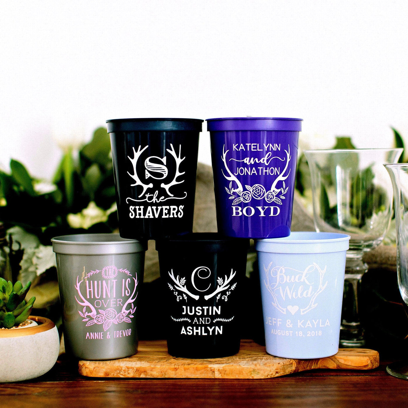 Simple Last Name Wedding Stadium Cups 1970