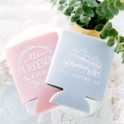 Wedding Venue Drawing Can Coolers