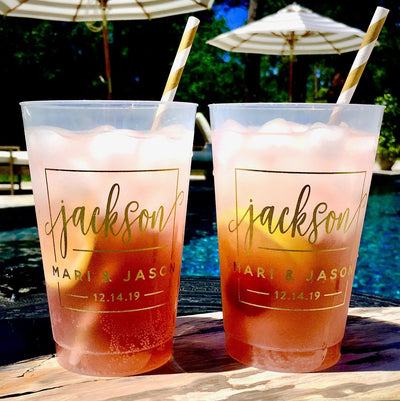 Modern Style Last Name Frosted Cups