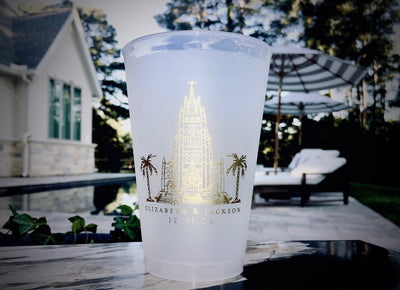 Custom Wedding Venue Sketch Frosted Cups