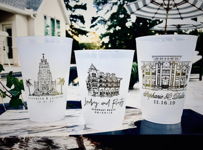 Custom Wedding Venue 20oz Frosted Cups