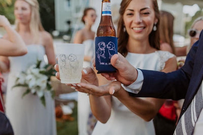 Custom Pet Art Wedding Can Coolers