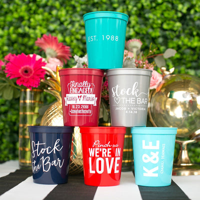 Simple Last Name Wedding Stadium Cups 1970