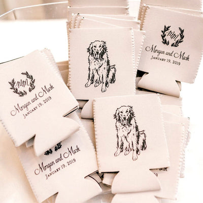 Pet Drawing Wedding Can Coolers
